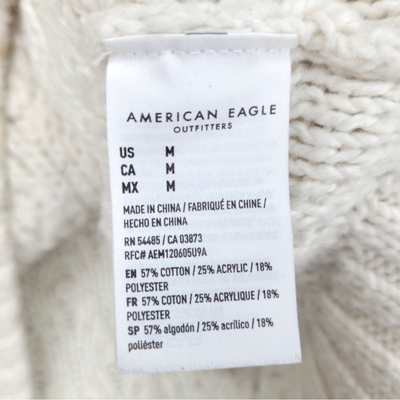 AEO Cream Knit Cropped Varsity Stripped Sweater: Size M - Picture 3 of 4
